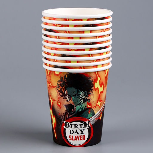 Цена за 10 шт. Стакан бумажный Happy Birthday, аниме, 250 мл - Страна карнавалия фото 2