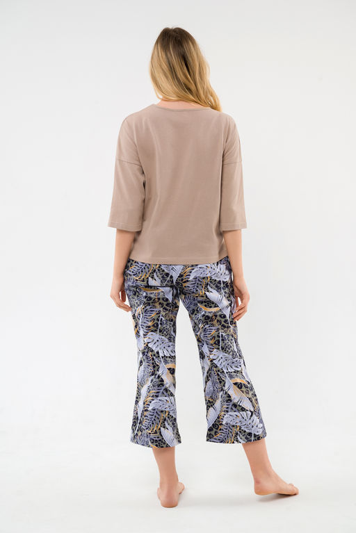 Пижама из футболки и брюк из кулирки Мечта тропики кофе - Амадэль фото 15