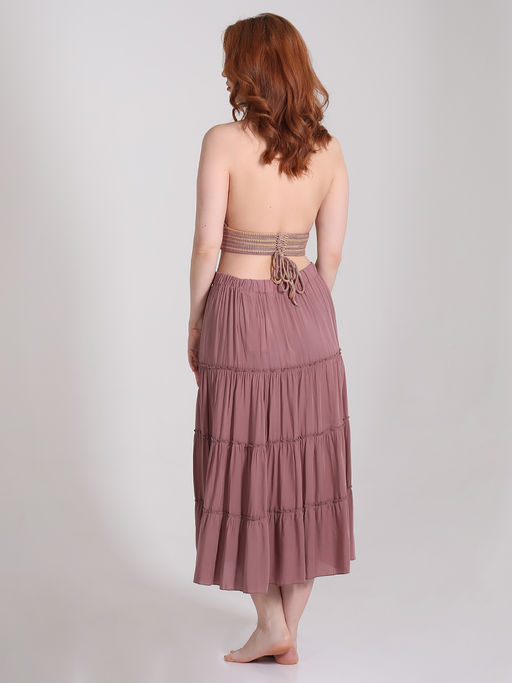 Юбка цвета какао летняя штапель - Almond фото 3