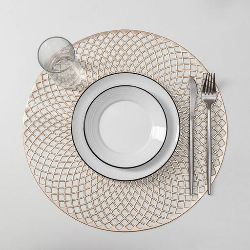 Набор салфеток сервировочных на стол Доляна Вира, 4 шт, d=38 см, цвет золотой  фото 4