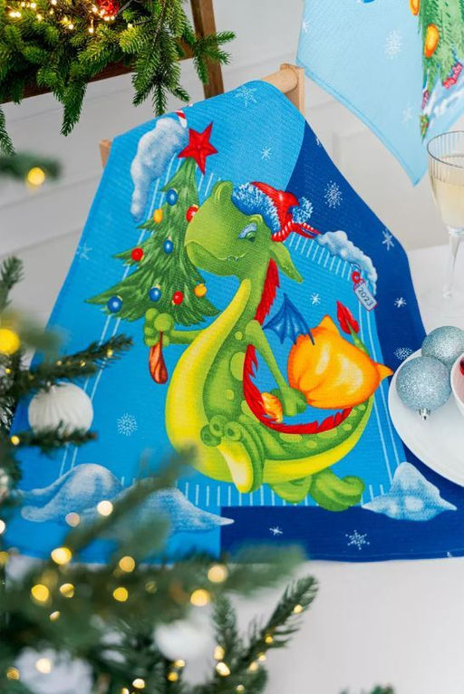 Комплект вафельных полотенец 48*60 см, 3 штуки (Веселые драконы) - Ивановотекстиль фото 2