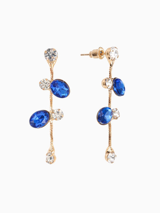 Набор 2 предмета: серьги, колье Изумление цветение, цвет сине-белый в золоте, 42 см