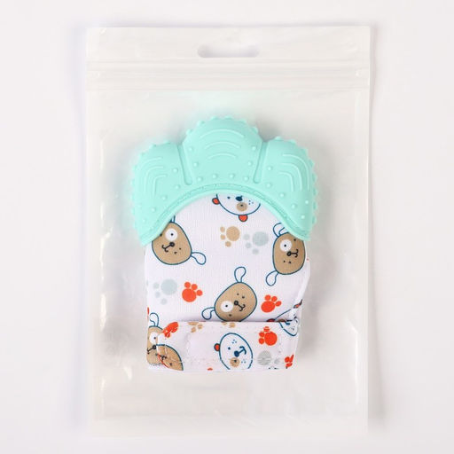 Прорезыватель-рукавичка Крошка Я «Собачки», от 3 мес., мятный