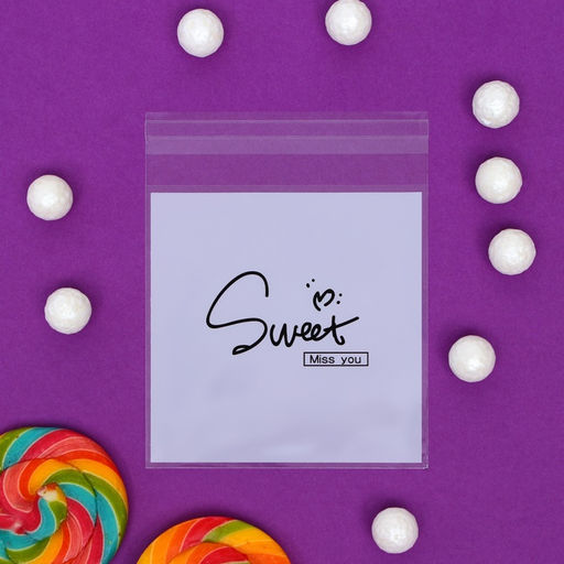 Цена за 100 шт. Пакет БОПП с липкой лентой, "Пожелания", 10*10+3см