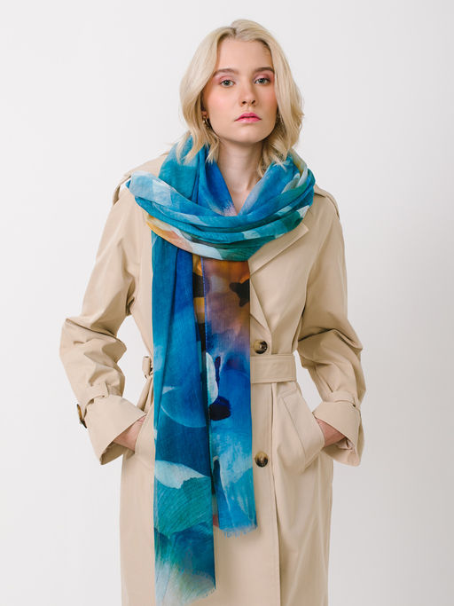 Большой, мягкий, тонкий и очень нежный двусторонний палантин с рисунком в стиле арт-деко - Tantino фото 7