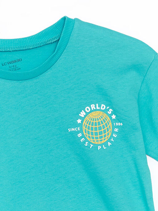 Bisiklet Yaka K?sa Kollu Bask?l? Erkek Bebek Ti??rt