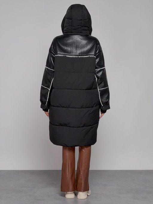 Пальто утепленное молодежное зимнее женское черного цвета 51131Ch - MaxRita фото 5