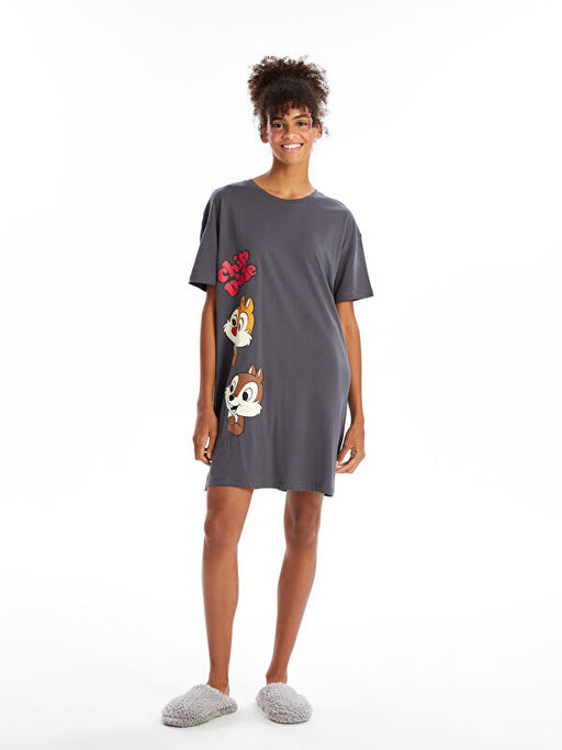 Bisiklet Yaka Chip and Dale Bask?l? Kad?n Gecelik - Waikiki фото 2