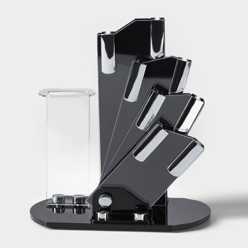 Набор кухонный на подставке Доляна, 5 предметов: ножи 7,5 см, 10,5 см, 12,5 см, 15 см, овощечистка, цвет зелёный  фото 7