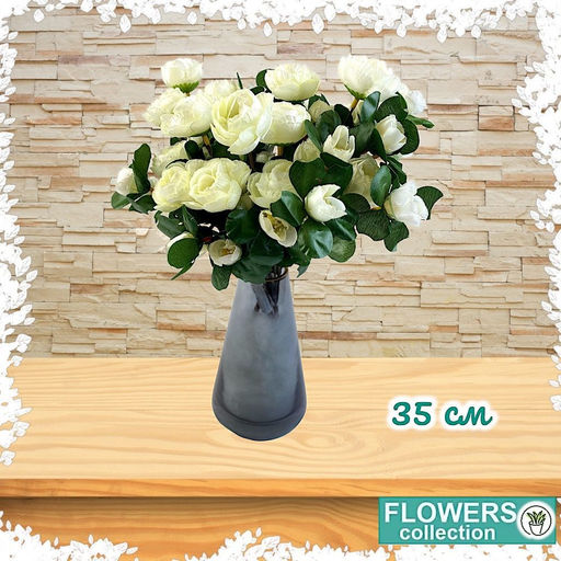 Розы белые,букет 6 веточек, декоративные цветы 35см
