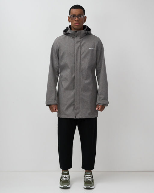 Парка спортивная мужская с капюшоном softshell серого цвета 9565Sr - Mtforce фото 2