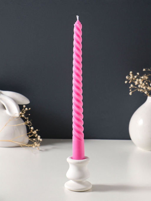 Свеча витая 25 см (набор 3 шт) 57 гр, 5 ч, цв. розовый
