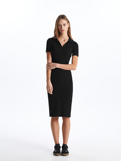 Polo Yaka D?z K?sa Kollu Elbise