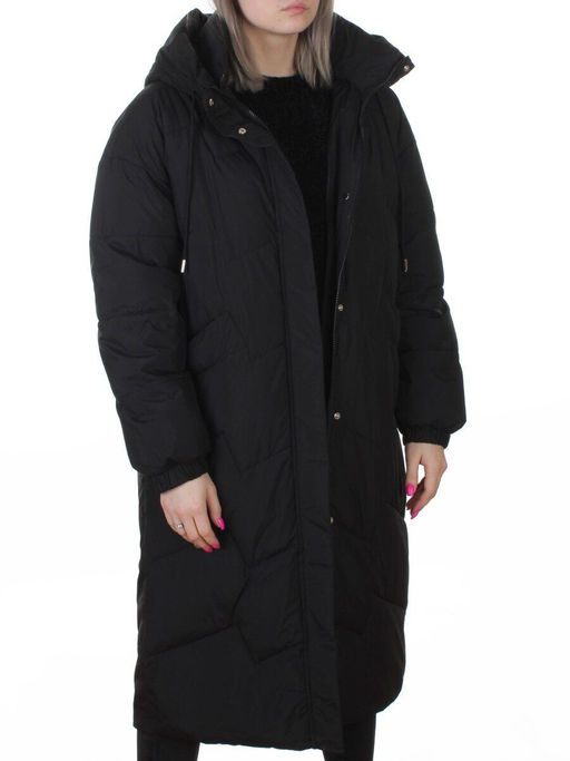 8883 BLACK Пальто зимнее женское (150 гр. холлофайбер)