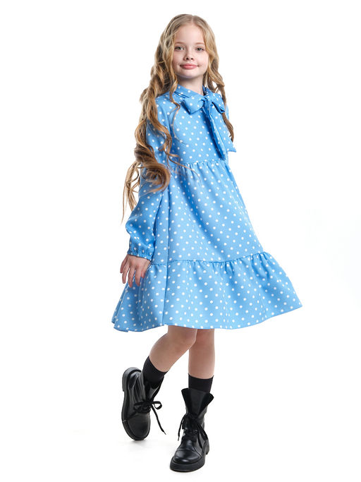 Платье подростковое в горох UD 7014 св.голубой горох - Mini maxi фото 11