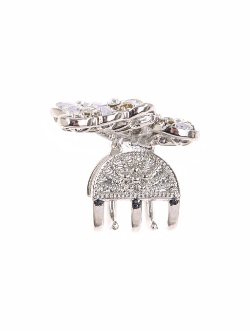 Цена за 6 шт. Крабик для волос «Доротеа», бабочка, 4 см, серебро