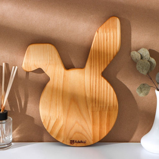 Пасхальный деревянный набор Adelica, подставка для яиц заяц 1 ячейка, сервировочная доска, термонаклейки 7 шт, берёза  фото 2