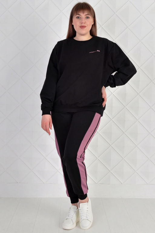 Арт. 2328 Костюм с брюками женский 50-58 (5 шт) Цвет:верх-черный, низ-черный, бордовый