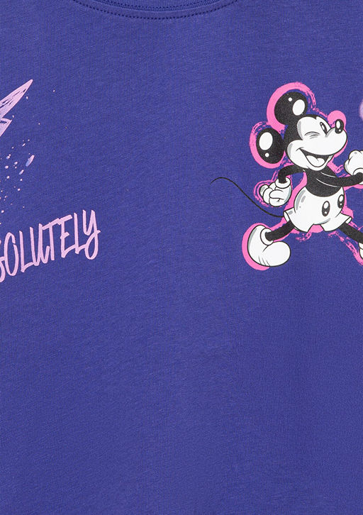 Mickey Mouse Bask?l? Mor Tisort - Mavi фото 3