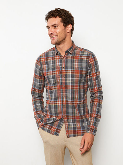 Slim Fit Uzun Kollu Ekose Erkek G?mlek