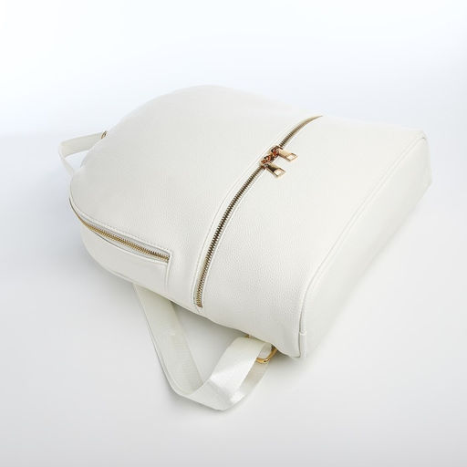 Рюкзак женский из искусственной кожи на молнии, 2 кармана, цвет белый - Simaland фото 3