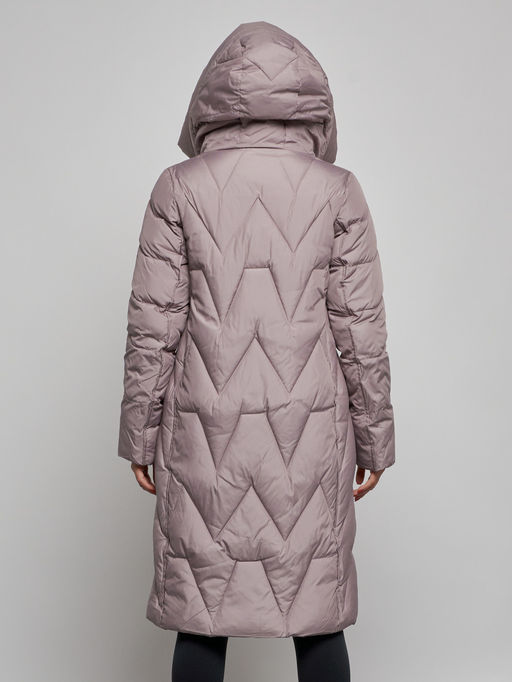 Пальто утепленное молодежное зимнее женское коричневого цвета 586828K - RoccaManer фото 7