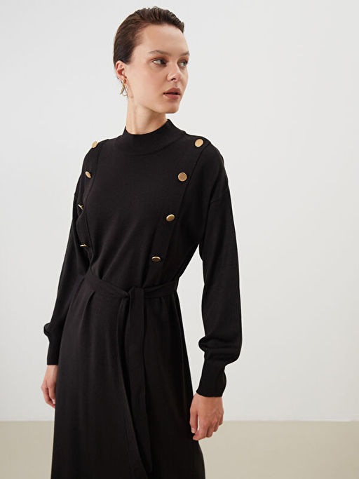 Dik Yaka Ku?akl? Triko Elbise