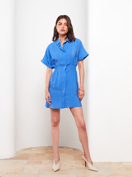 D?z K?sa Kollu Kad?n G?mlek Elbise