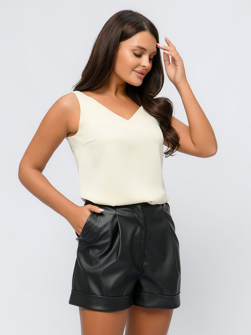 УЦЕНКА. Топ ванильного цвета с V-образным вырезом - 1001dress фото 7