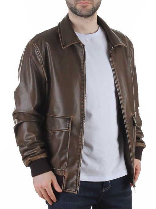 257994137 BROWN Куртка мужская демисезонная (эко-кожа)