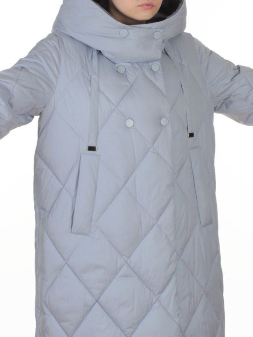8388 GRAY/LT. BLUE Пальто стеганное зимнее женское оверсайз (200 гр. холлофайбер)