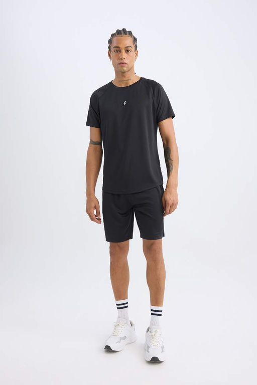 DeFactoFit Slim Fit Dar Kesim Bisiklet Yaka Bask?l? Sporcu K?sa Kollu Tisort  фото 3