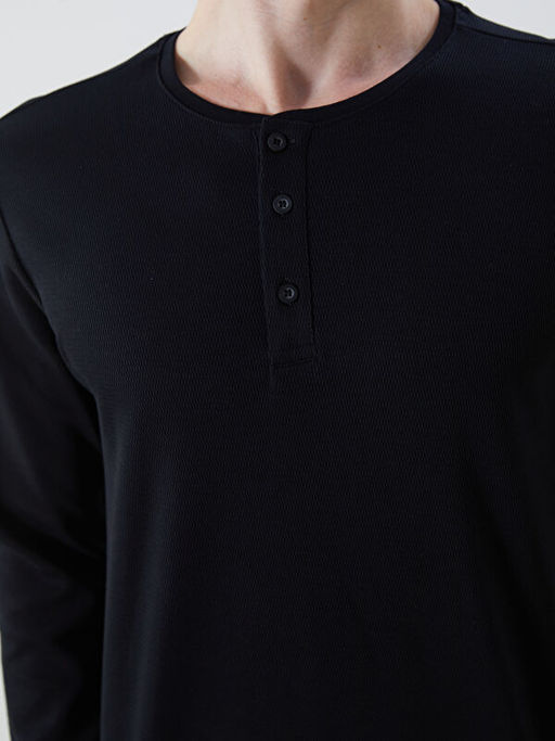 Bisiklet Yaka Uzun Kollu Erkek Pijama ?st