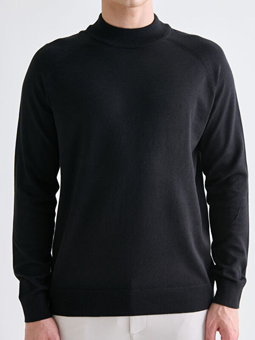 Yar?m Bal?k?? Yaka Uzun Kollu Erkek Triko Kazak