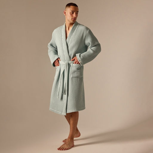 Халат вафельный мужской SL HOME: Boho «Аззура», размер L, хлопок 100%, бирюзовый