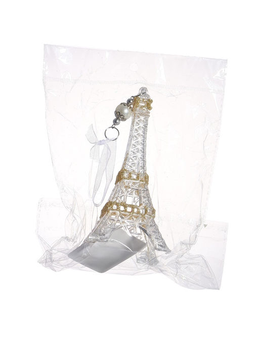 Цена за 2 шт. Ёлочная игрушка Зимнее волшебство. Эйфелева башня, 6.514.5 см, прозрачно-золотой фото 12