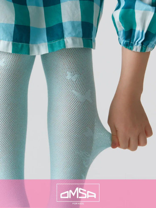 (Omsa) Collant 12A01-1 с ажурным рисунком (бабочки) без пятки acqua