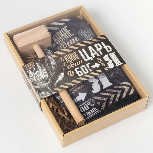 Кухонный набор Царь на кухне, варежка-прихватка 20х28 см, молоток деревянный - Доляна фото 6