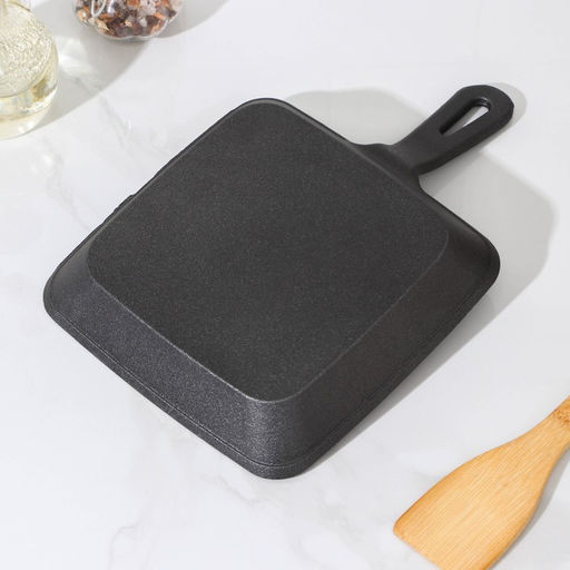 Сковорода-гриль «Квадрат. Гриль», 19×19×3 см, чугун, индукция, серая