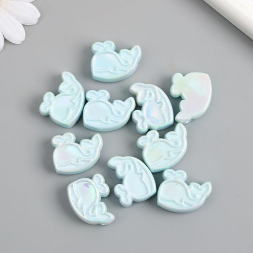 Цена за 10 шт. Бусина для творчества пластик «Кит с фонтанчиком. Перламутровый глянец», 0.8×2.6×2.2 см, МИКС