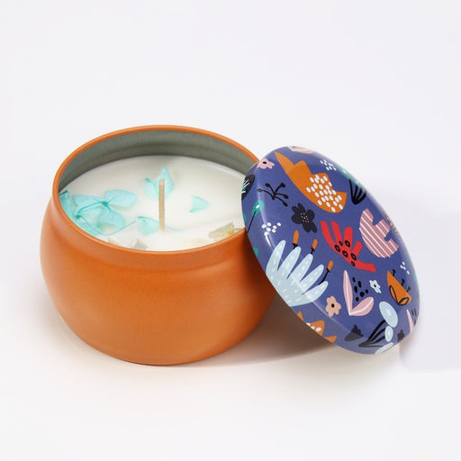 Ароматическая свеча в банке Голубые колокольчики, из соевого воска с сухоцветом, 4.5?6 см, 80 г - Богатство аромата фото 6