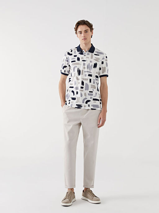 Polo Yaka K?sa Kollu Desenli Pike Erkek Ti??rt