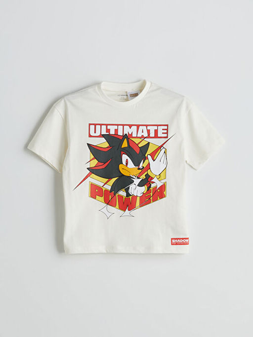 Bisiklet Yaka Sonic Bask?l? Erkek ?ocuk Ti??rt