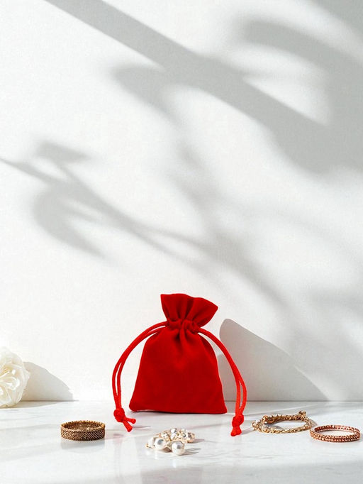 Набор мешочков подарочных 50 шт. бархатный «Классика», 6×8 см, красный