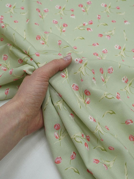 Штапель Премиум (Digital) Весеннее чувство цв.фисташковый, ш.1.45м, вискоза-100%, 120гр/м.кв - Купава фото 5