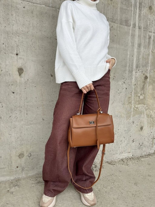 Женская кожаная сумка-портфель 8399-2 Рыжий - Sergio valentini фото 9