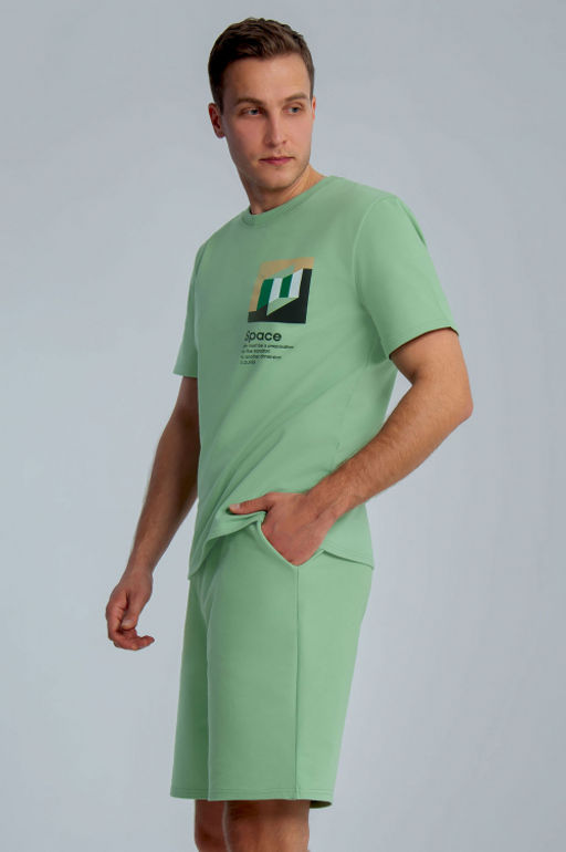 Арт. 63612 Комплект с шортами мужской 48-56 (5 шт) Цвет:верх-салатовый,низ-салатовый - Идеал фото 2