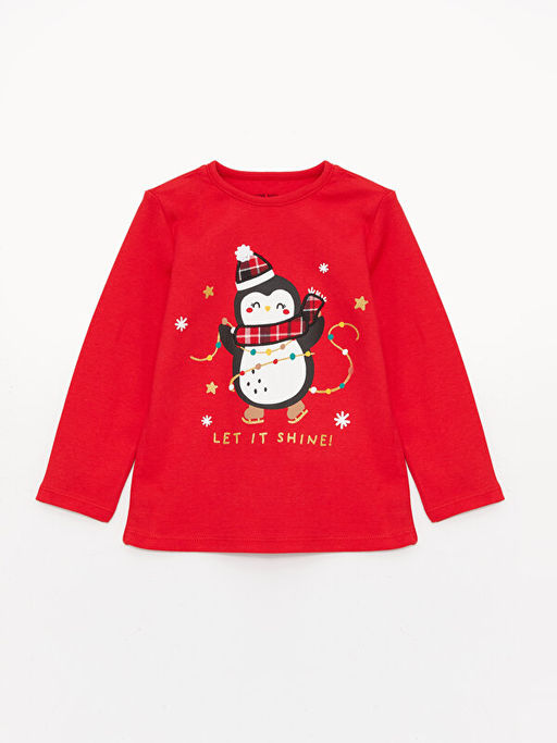 Bisiklet Yaka Uzun Kollu Bask?l? K?z Bebek Pijama Tak?m?