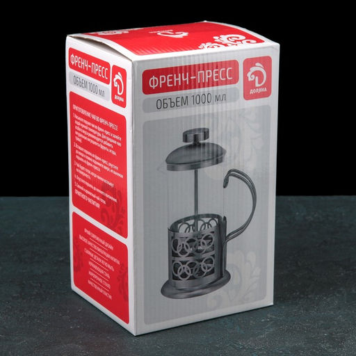 Френч-пресс стеклянный Доляна «Фараон», 1 л, 15,5×12×24,5 см