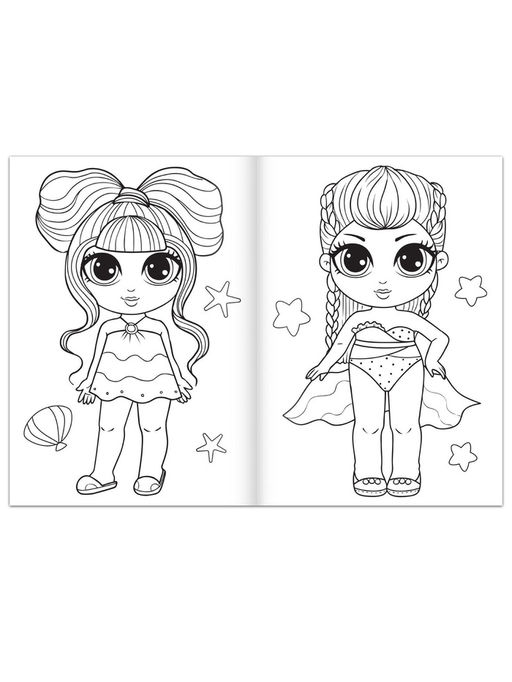 Цена за 3 шт. Раскраска для девочек Каникулы на пляже, 16 стр., формат А4